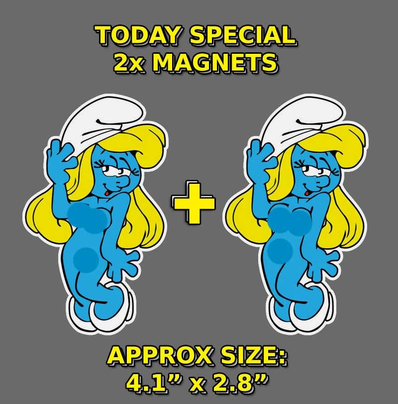 2 Smurfette naked nude Sticker Magnet ps Car Fridge Laptop stickers magnets