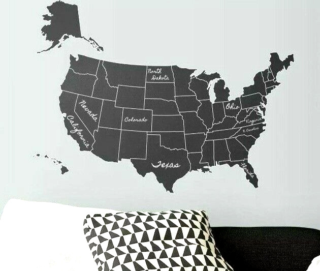 RoomMates Giant Wall Decals United States Map Chalk Board w/ Chalk Peel & Stick