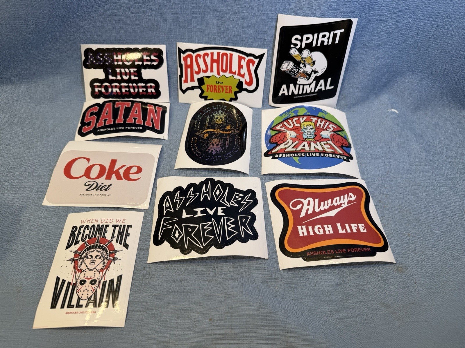 x 10 Assholes*s Live Forever Sticker pack Decal Lot ALF
