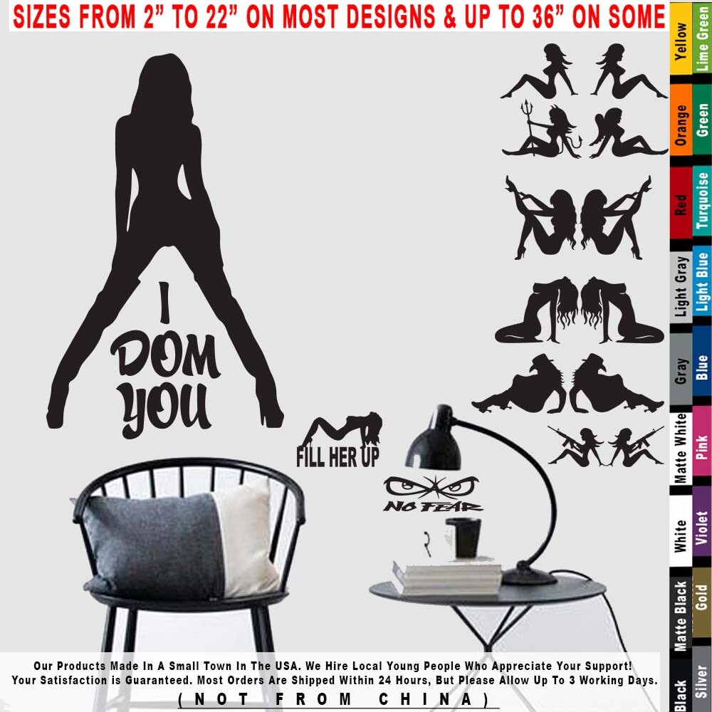 Sexy Girls I Dom You Domination S&M Boots Naked JDM women Sticker Decal