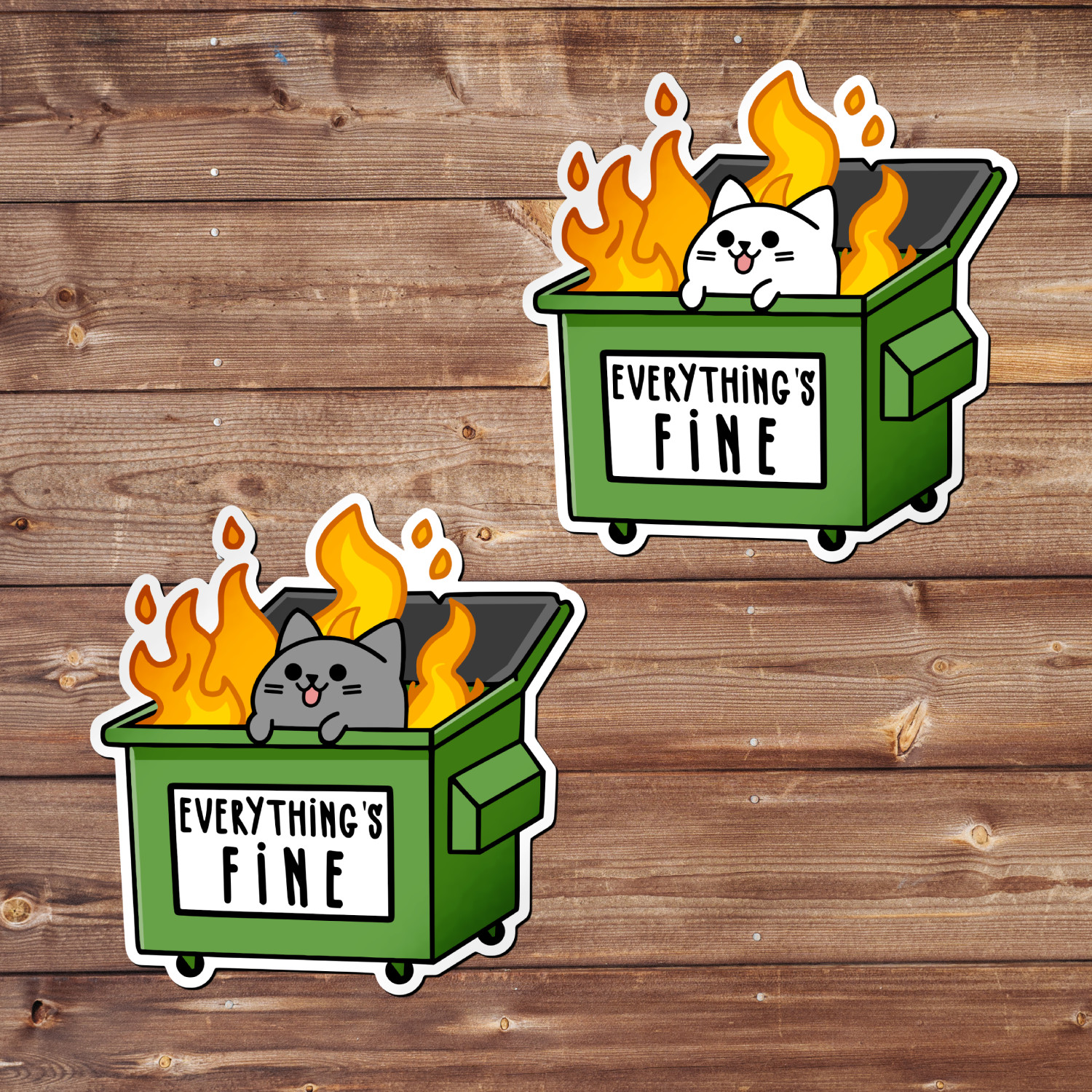 Everything's Fine Vinyl Decal Sticker Funny Meme Sticker Water Bottle Sticker