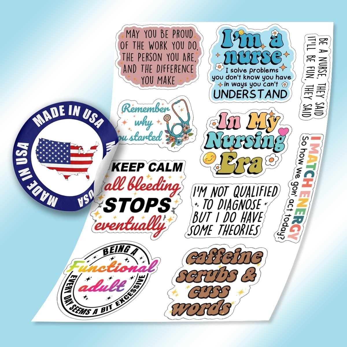 10pcs Nurse Sticker, Inspirational Nurse, Motivational Nursing, Healthcare Hero