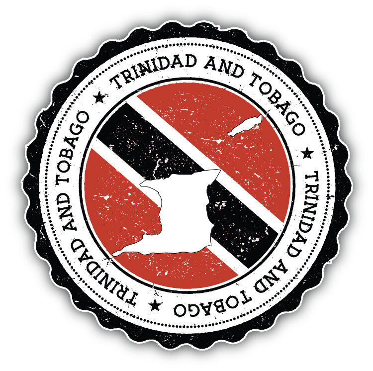Trinidad And Tobago Grunge Map Flag Stamp Car Bumper Sticker Decal