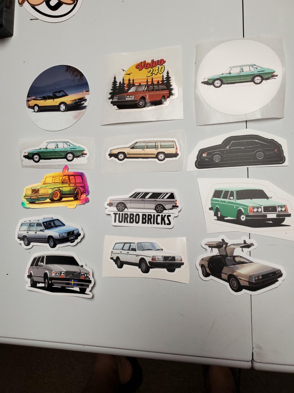 VOLVO 240 STICKERS, SAAB 900 STICKERS, Delorean Stickers – LOT of 13 RARE!!