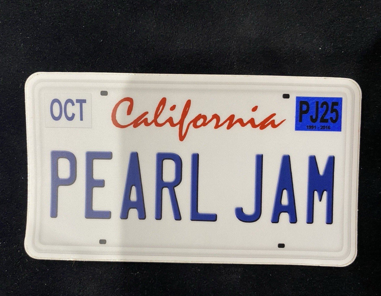 Pearl Jam 4" California License Plate Sticker – New / Unused.