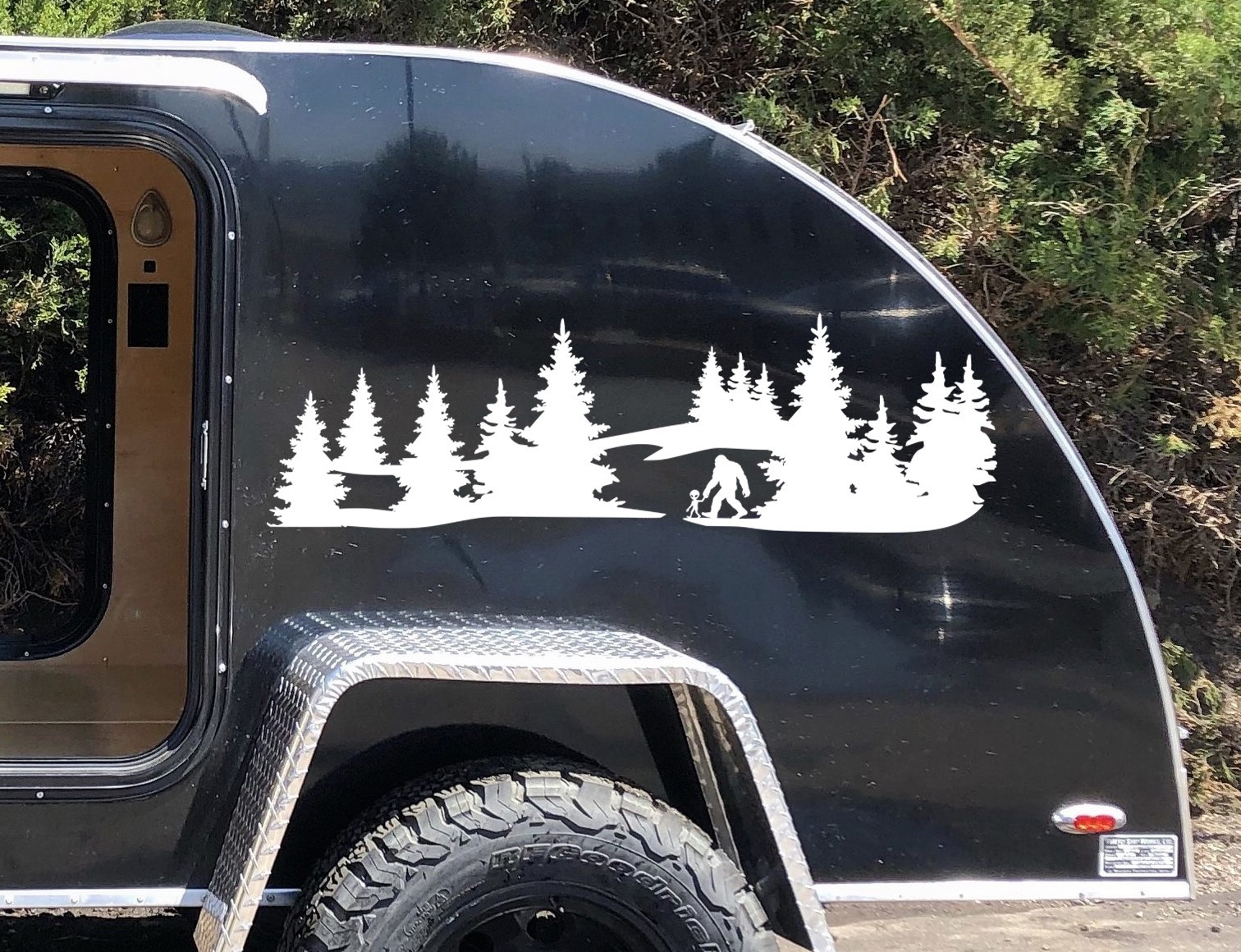 Bigfoot Alien Forest Scene Vinyl Decal V2 | Sasquatch RV 4×4 Graphics Car Truck