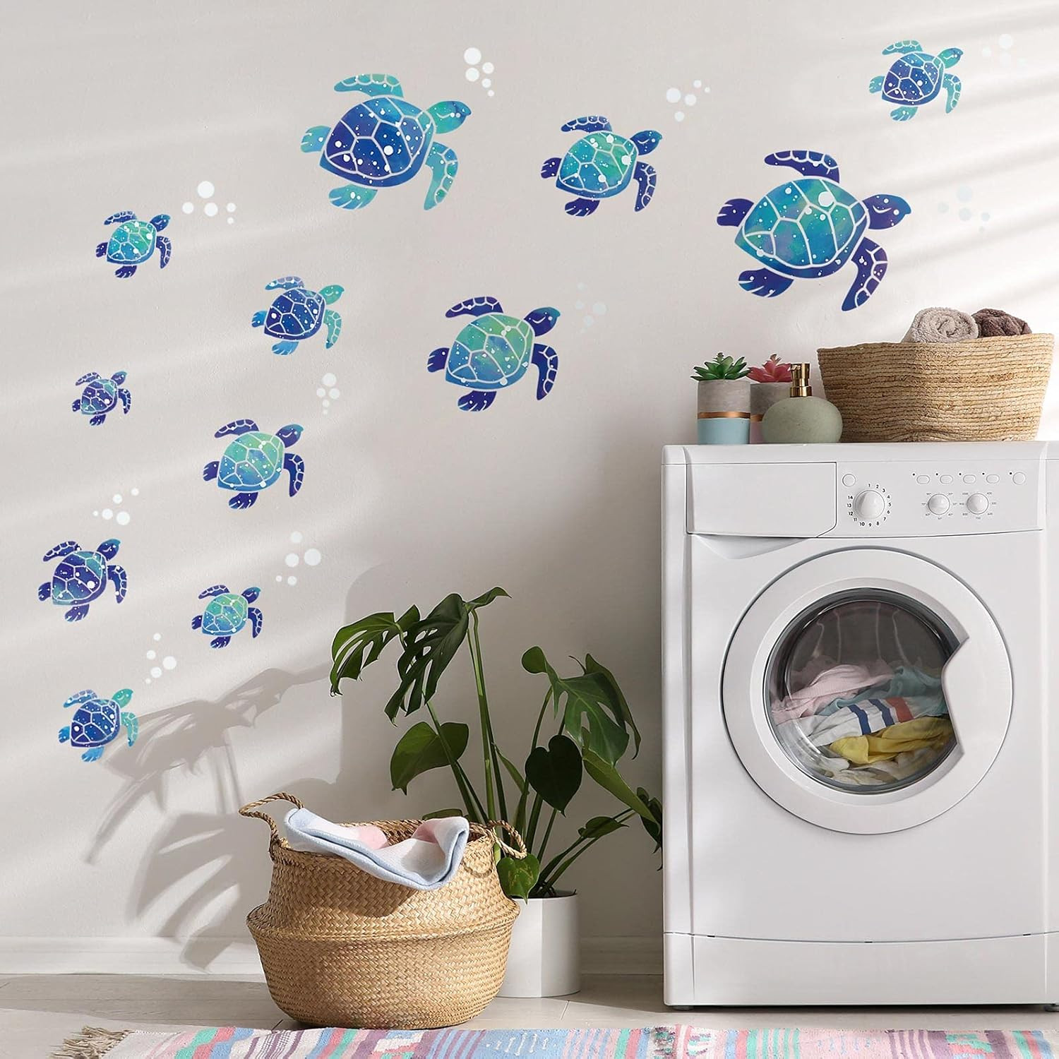 Sea Turtle Wall Decals Ocean Turtle Stickers Underwater Waterproof Decoration