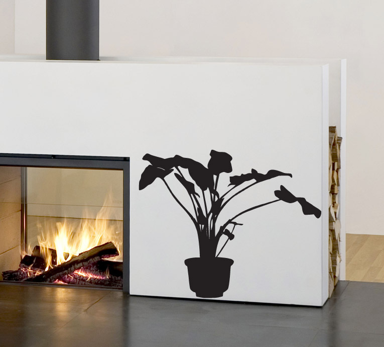 FGD Tall Potted Plant Silhouette Vinyl Wall Decal 20" x 25" (Pp3)