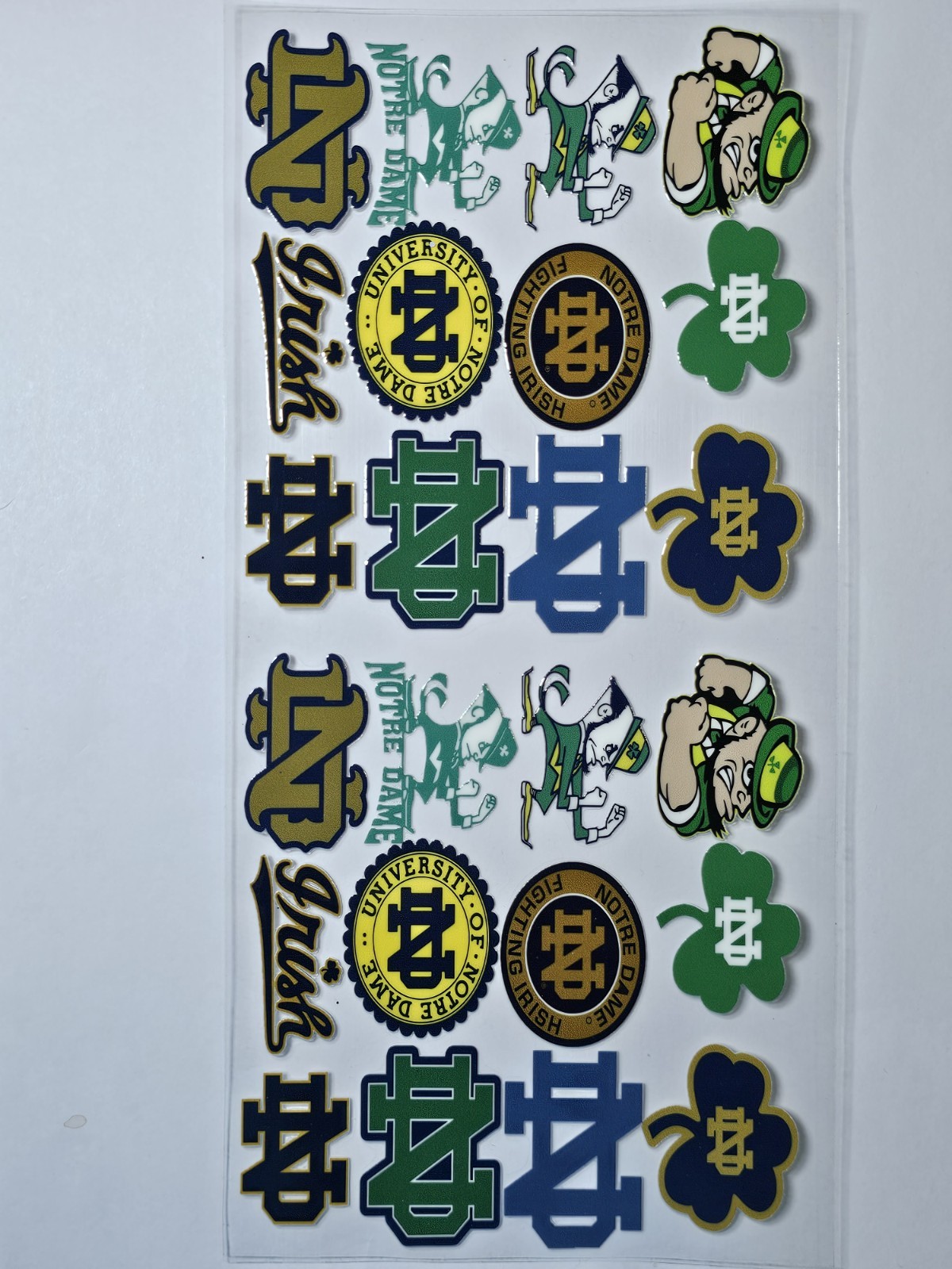 Notre Dame Football Transfer Sticker Wrap Tumbler UVDTF BUY 10 GET COMBINED SHIP