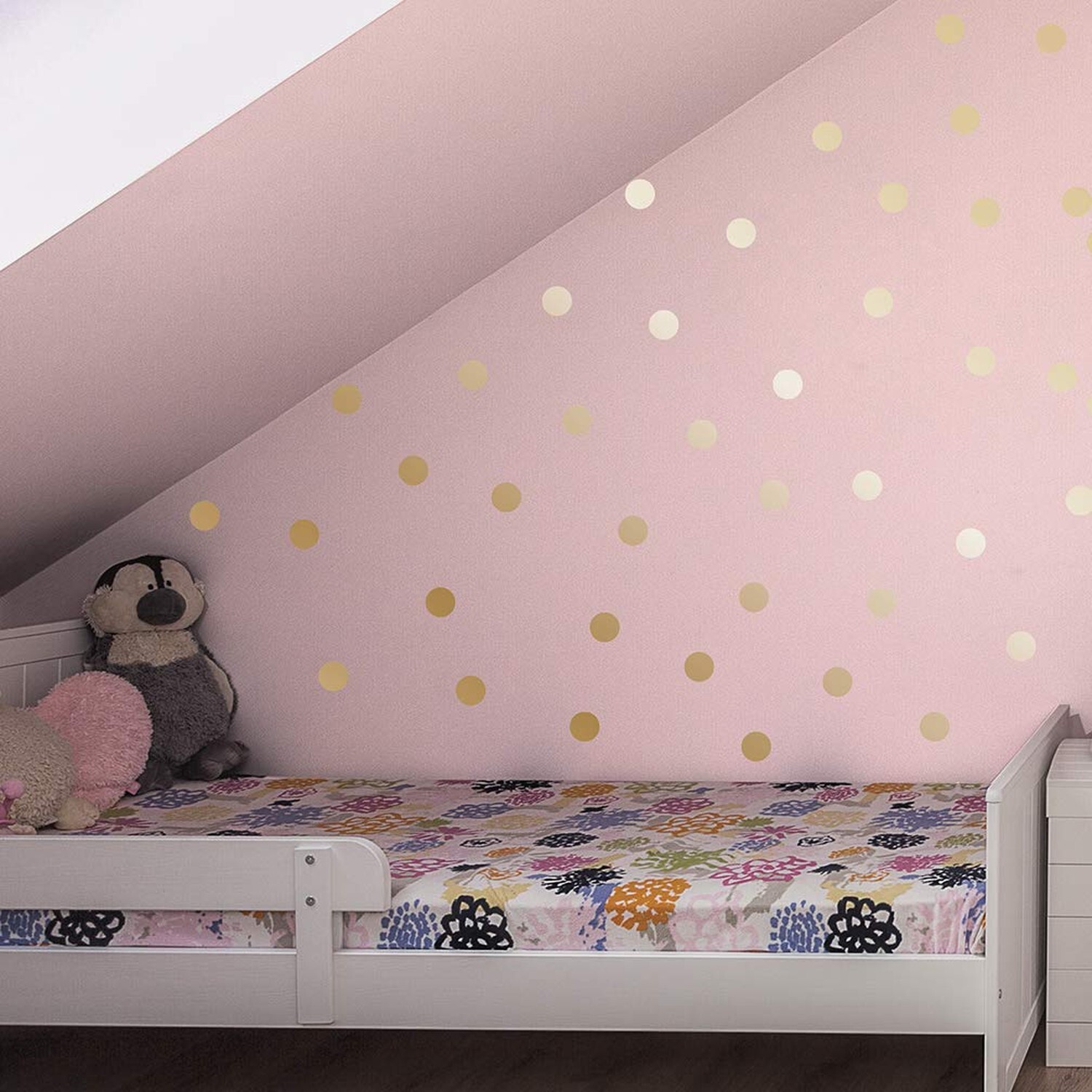 Paper Riot Co. Peel-and-Stick 2" Metallic Matte Gold Dot Vinyl Wall Decal Set…