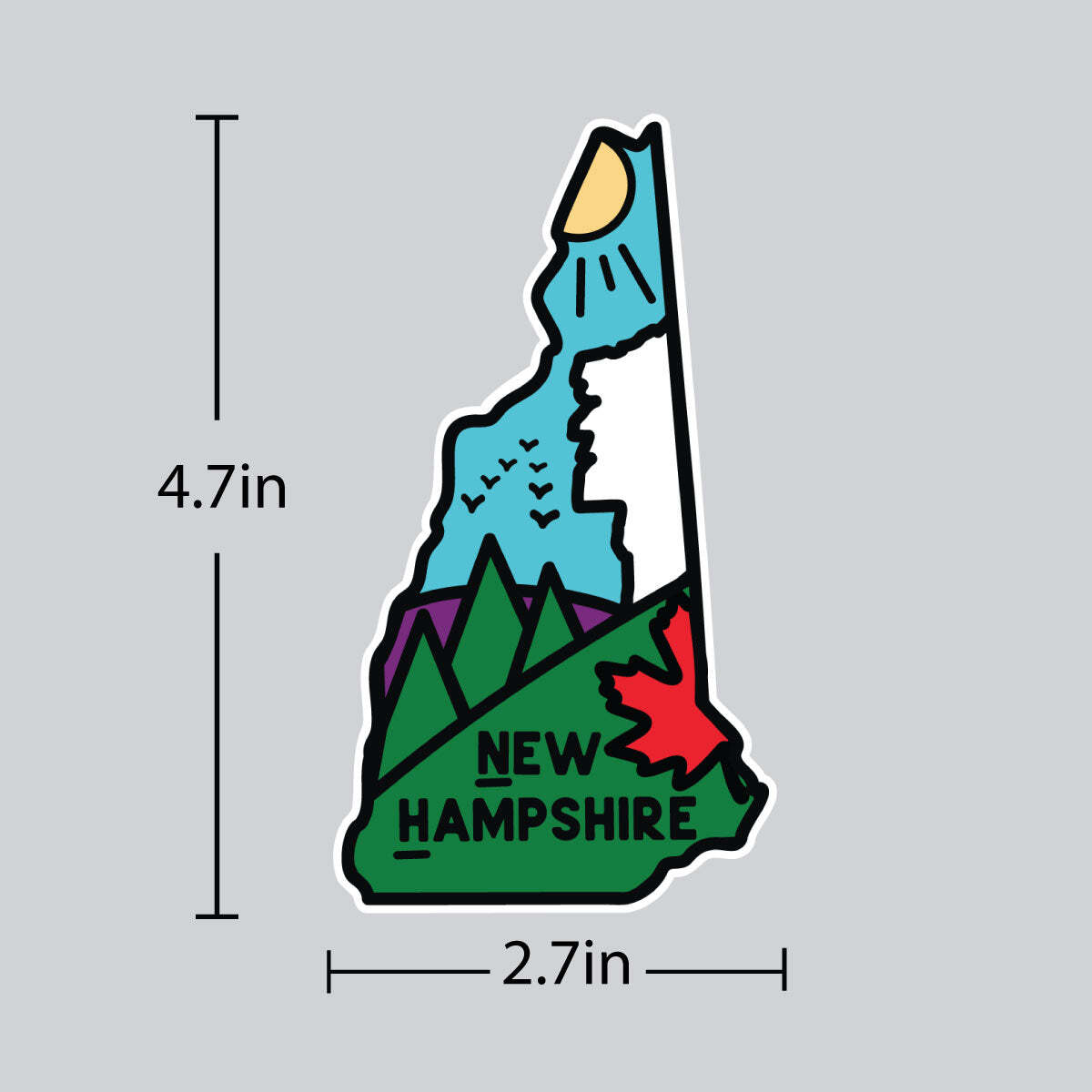 New Hampshire Old Man of the Mountain State Pride Die Cut Vinyl Sticker