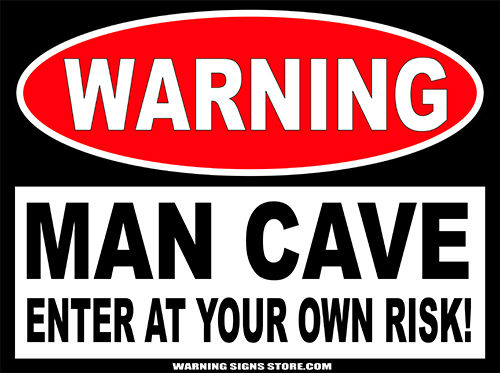 Man Cave Funny Warning Sign Stickers Enter at Own Risk Danger Decals 2pack WS228
