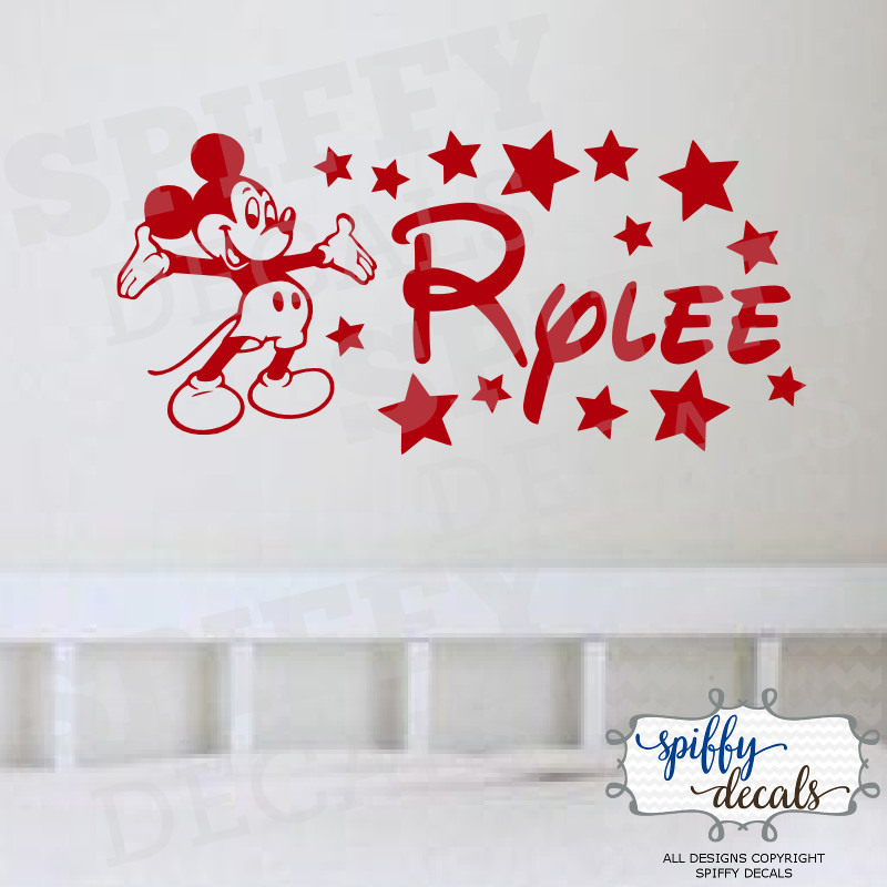 Mickey Mouse Personalized Name Custom Wall Decal Vinyl Sticker Walt Disney Stars