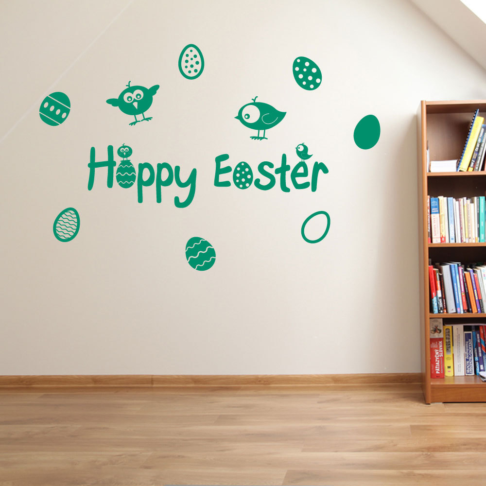 Happy Easter Chicks Birds Eggs Display Vinyl Window & Wall Decals Stickers A147