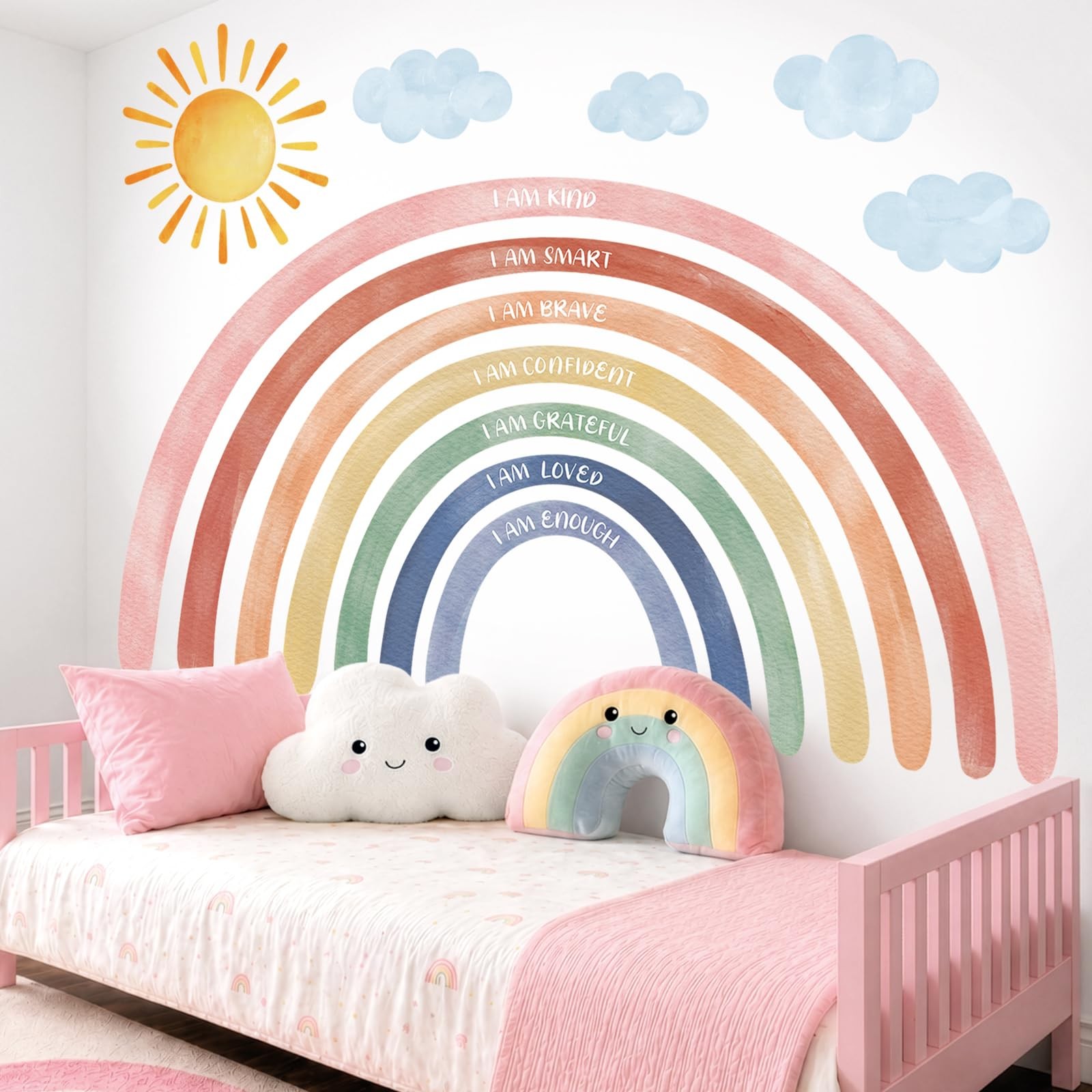 DECOWALL FH4-2432 XLarge Watercolor Rainbows and Quotes Wall Stickers Decals …
