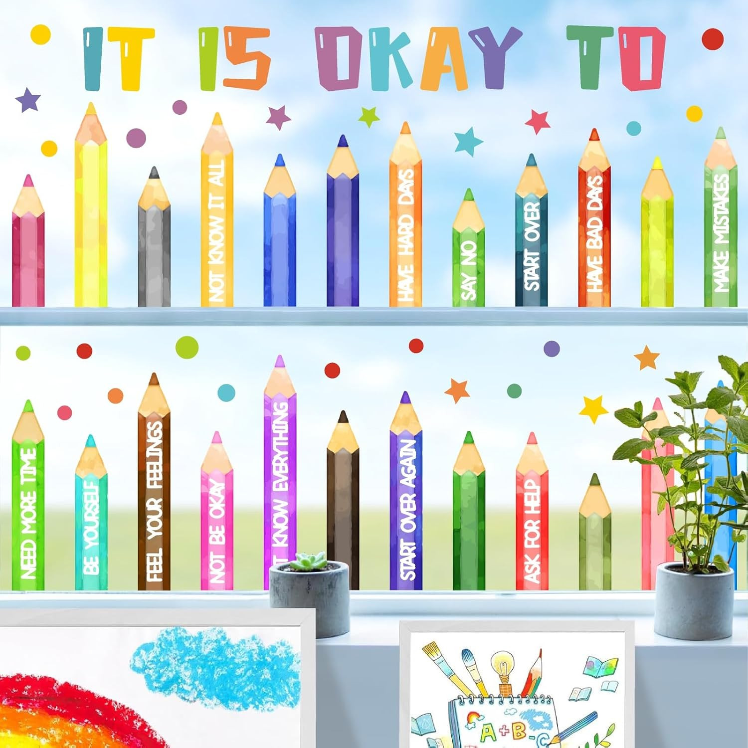 Colorful Kids Playroom Wall Decals – Staircase Door Art Sticker