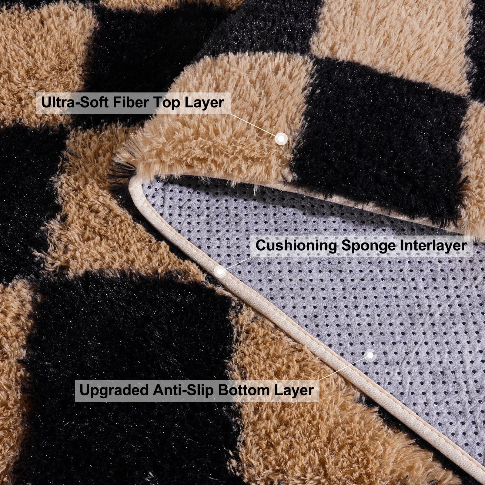 Checkered Rug for Bedroom 5×7, Ultra Soft Plush Modern Area Rug Non-Slip Carp…