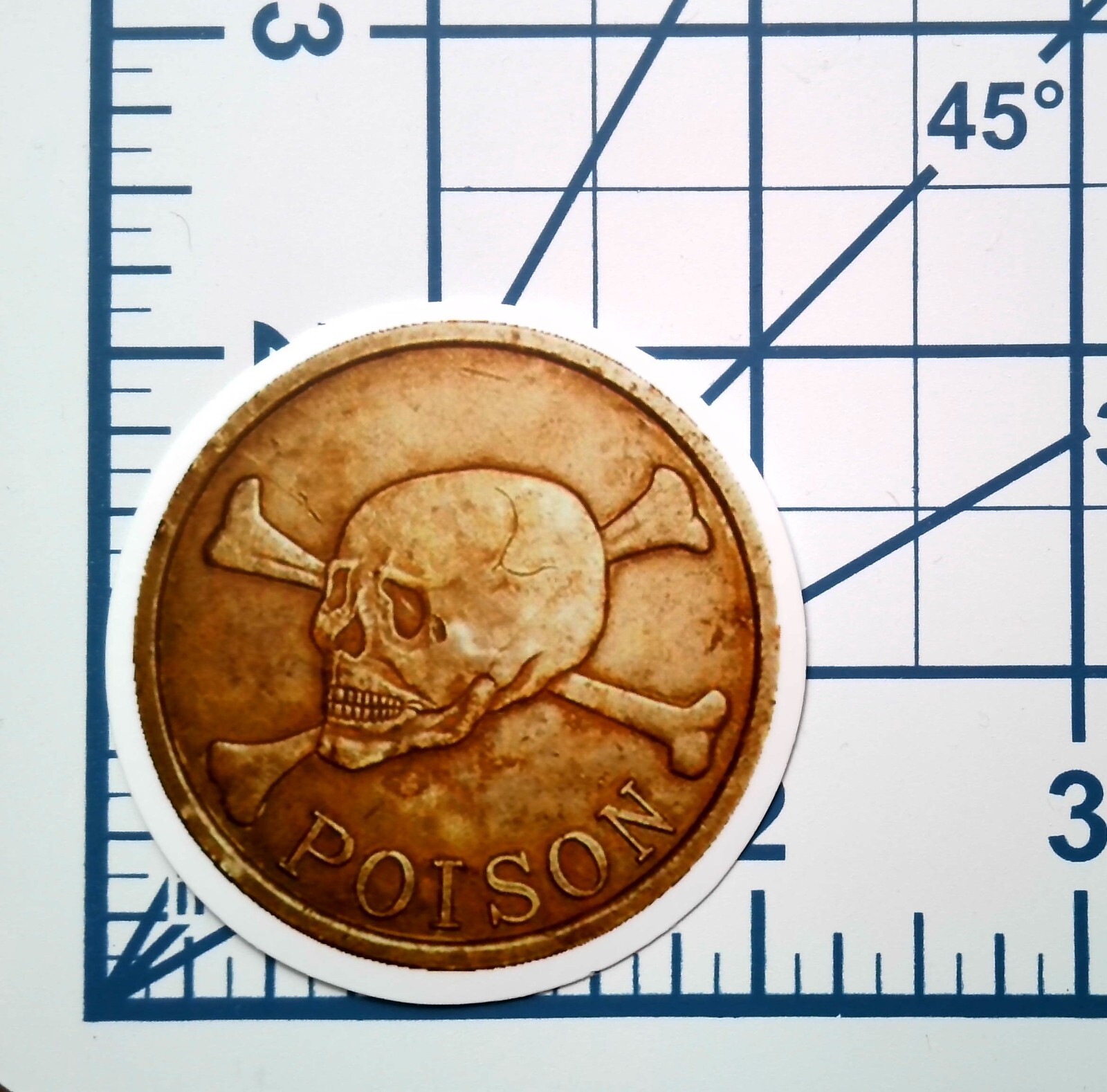Poison Sticker Skull Crossbones Vinyl Die Cut Gold Coin Decal Scrapbook