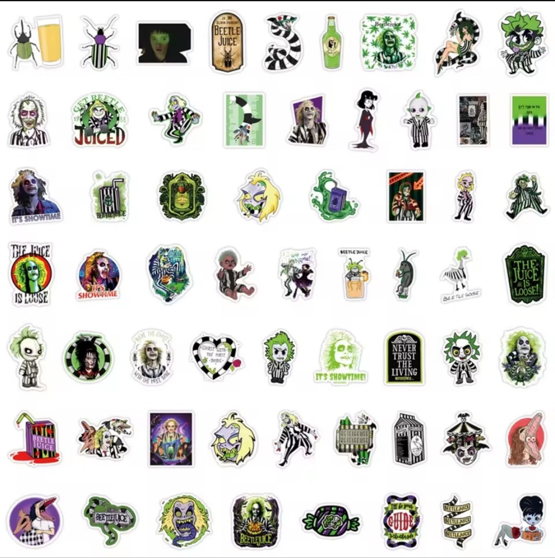 10 PCS Beetlejuice (Unofficial) Scary Spooky Halloween Movie Stickers BRAND NEW