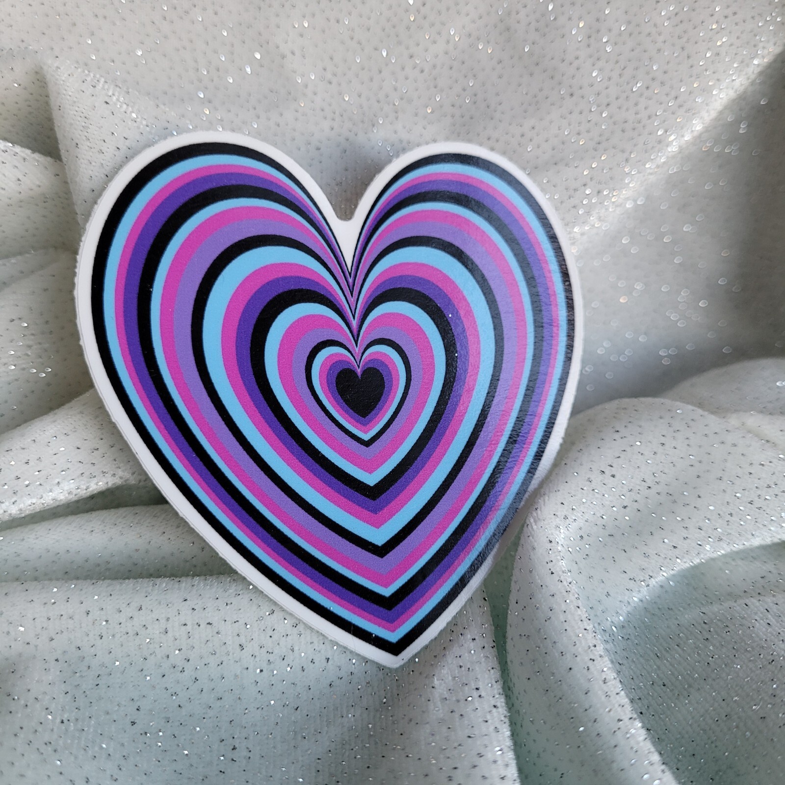 STKR078 Black Blue Purple Pink LAYERED Heart Shaped Sticker | Hearts Cute Love