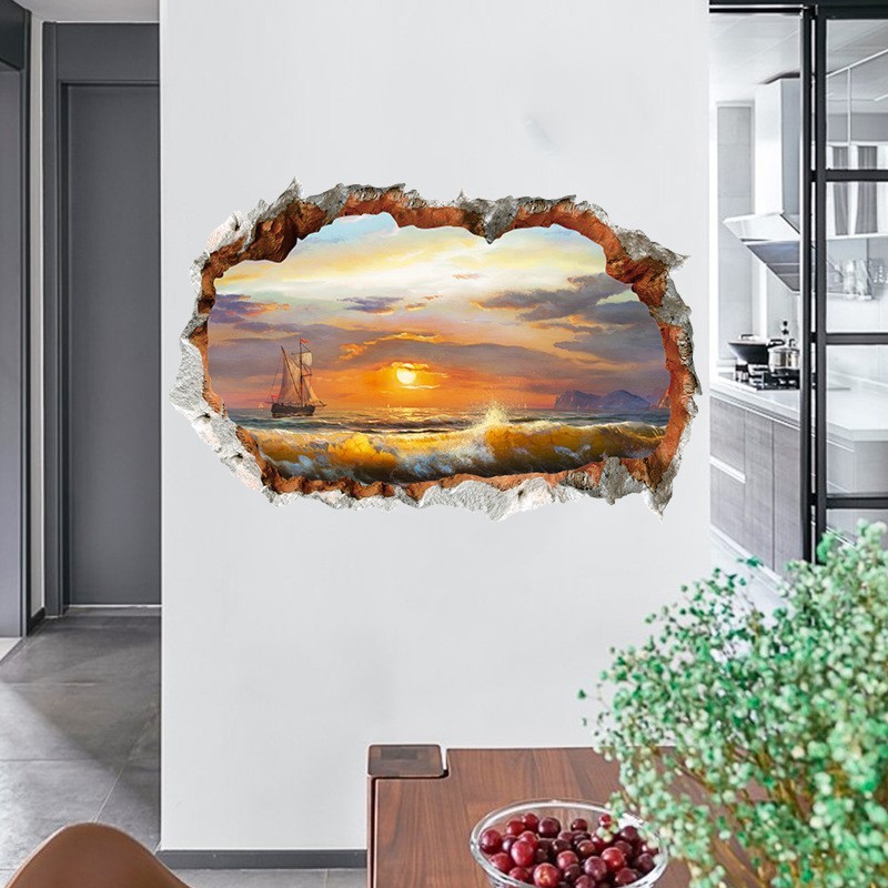 Wall Sticker Waterproof Beach Craft Art DIY Decals Decorative Gifts Holes
