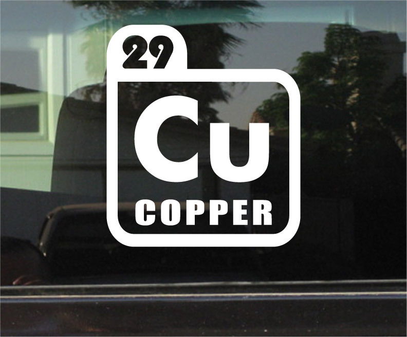 COPPER PERIODIC TABLE SYMBOL VINYL DECAL / STICKER