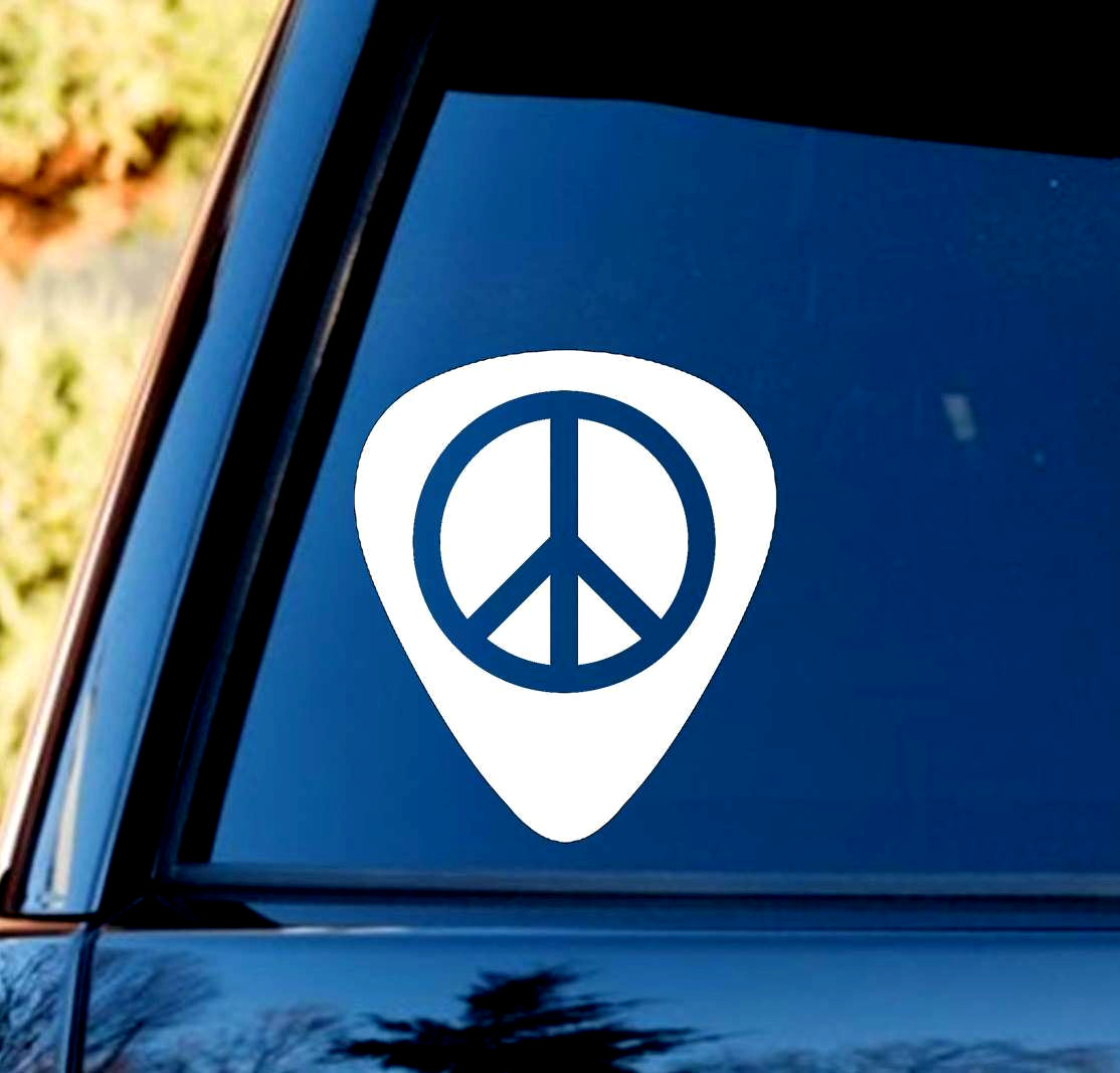 G1062 Guitar Pick Peace Symbol Decal Sticker Acoustic Electric Bluegrass Folk