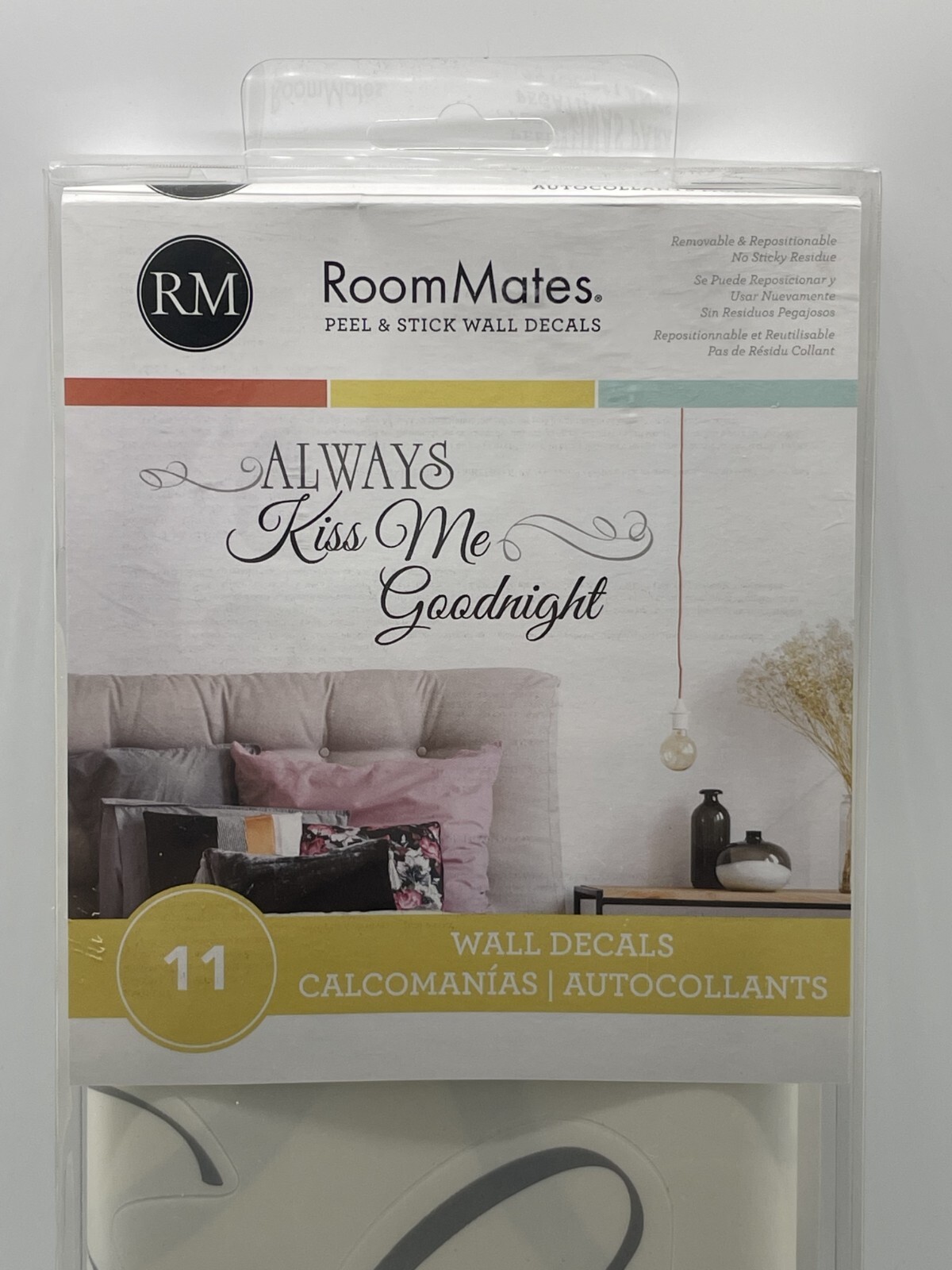 2 Pack Room Mates Always Kiss Me Goodnight Peel Stick Quote Wall Decals