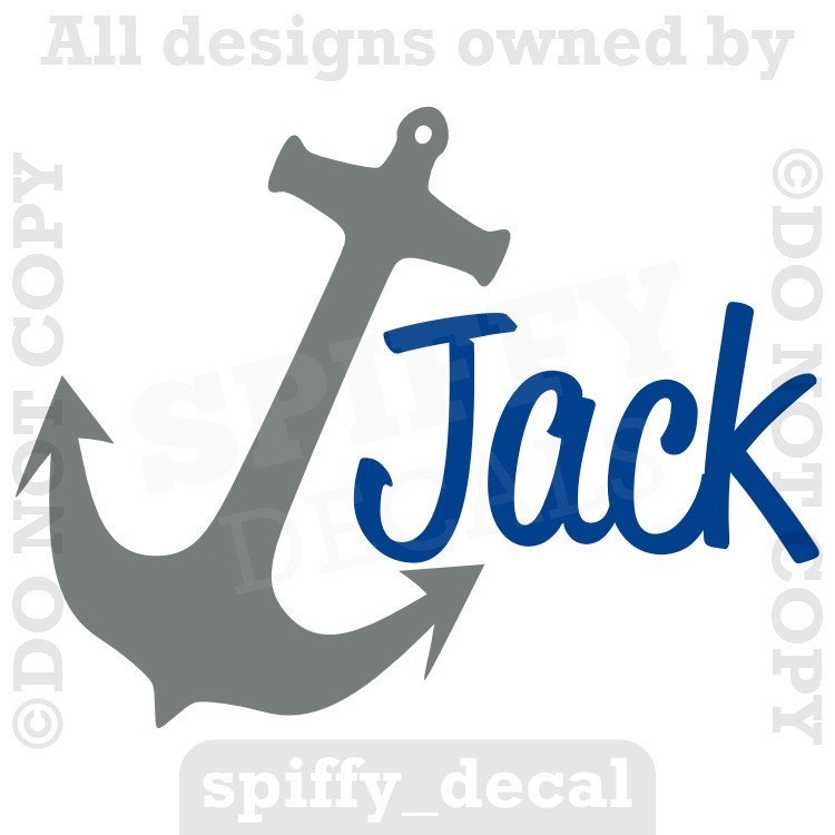 MONOGRAM Personalized Name Vinyl Wall Decal Sticker Nursery Boy Girl Boat Anchor