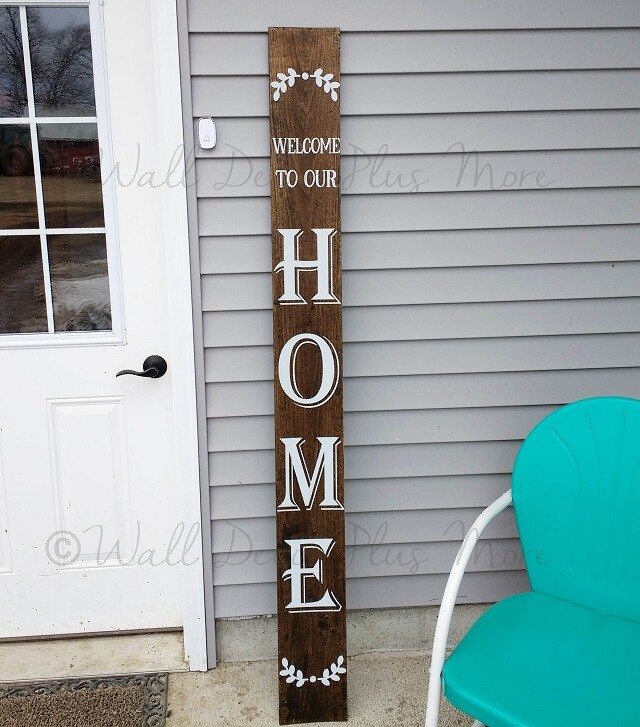 DECAL STICKER FOR TALL WOOD SIGN WELCOME TO OUR HOME LAUREL VINYL ART DECOR