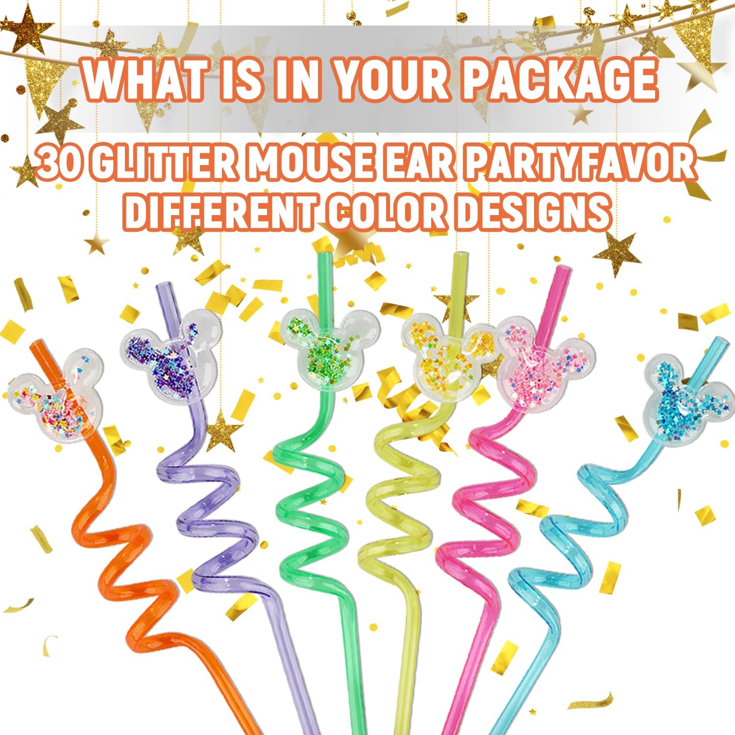 30 Pcs Glitter Mouse Ear One Size, blue, green,red,yellow,purple,orange