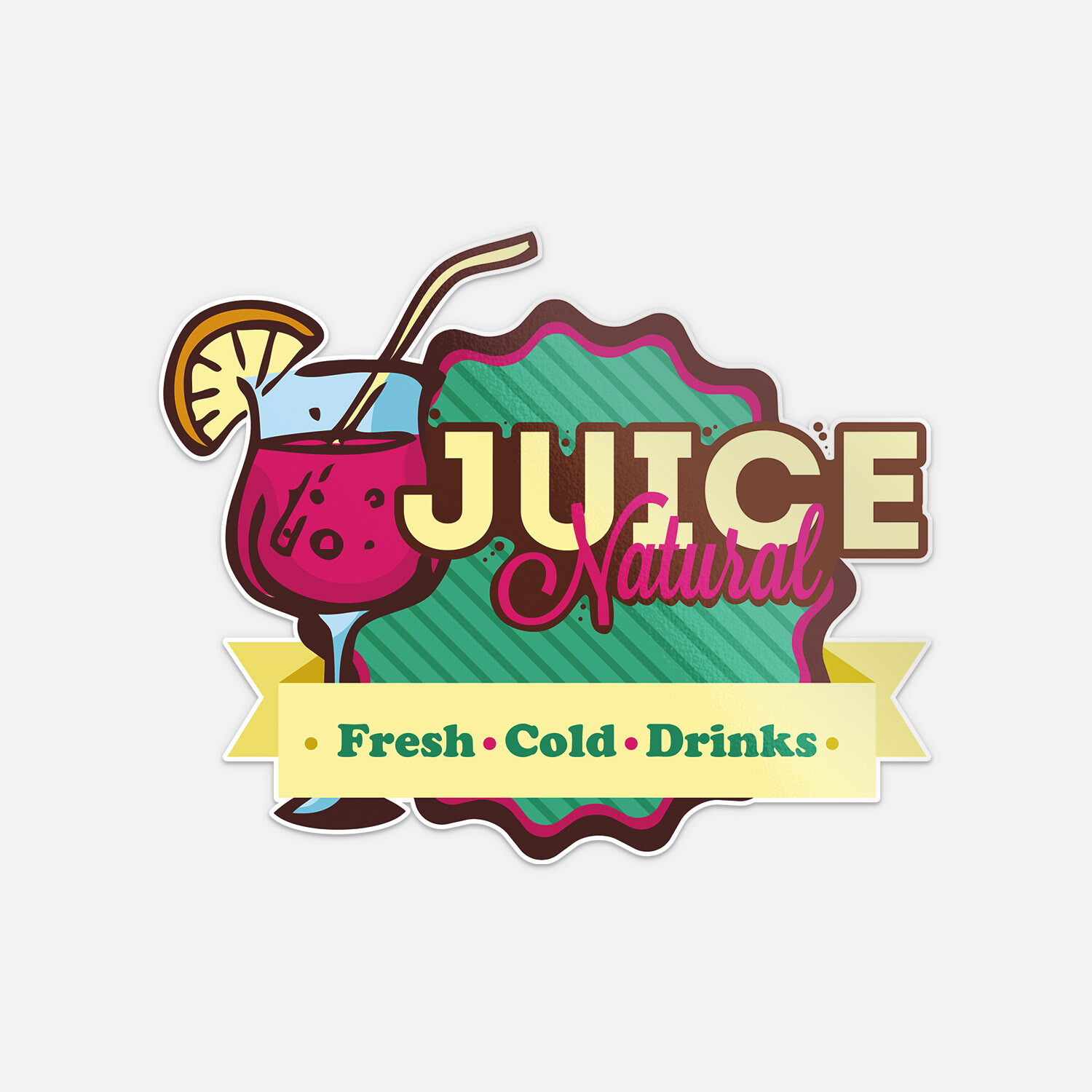 Juice Natural Fresh Cold Drinks Vinyl Sticker Decal