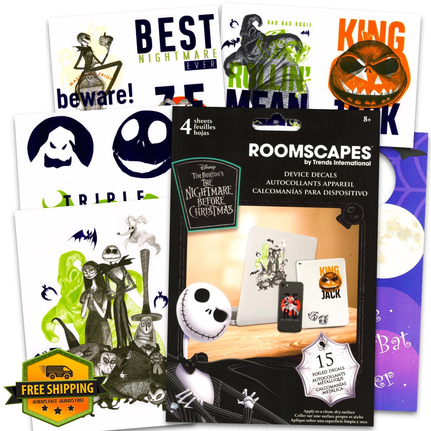 Nightmare Before Christmas Decal Set 15 Jack Skellington Laptop