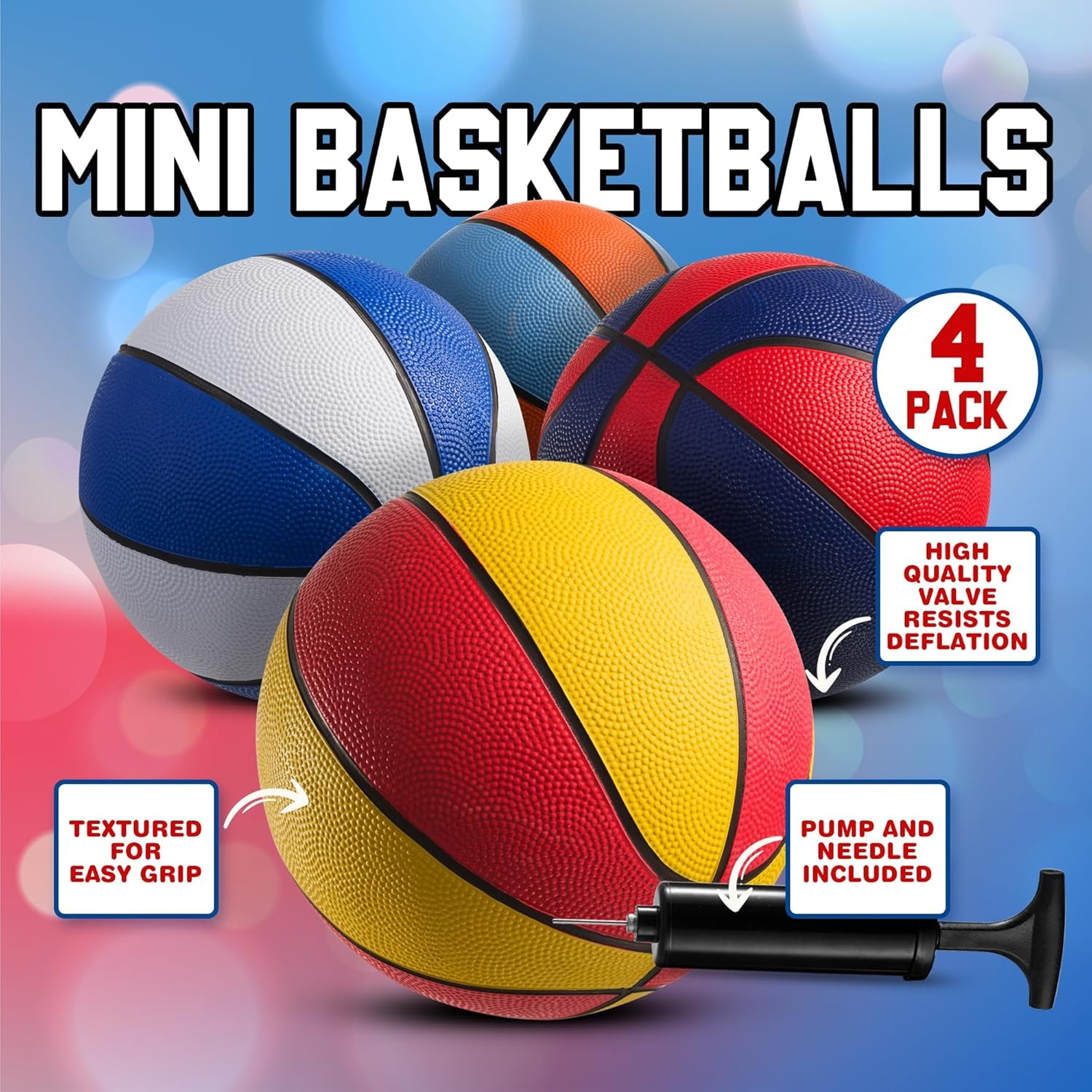 Rubber Mini Basketballs 7 Inch, Size 3 (Pack of 4 or 12) – Pool Basketball for