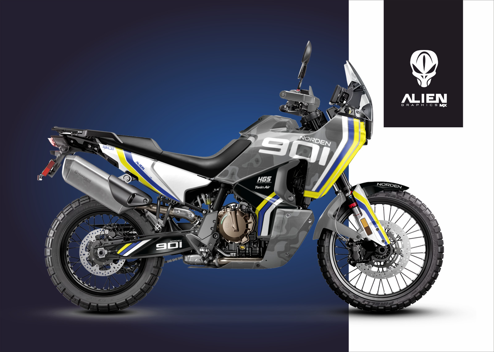 Husqvarna Norden 901 2021-2024 Atv Graphics Kit, Decal, Sticker Grey