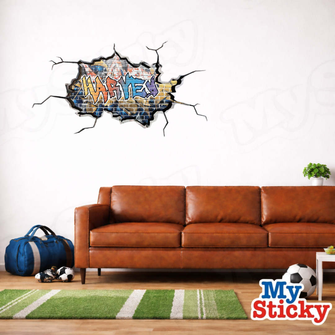 Personalized 3D Graffiti Name Custom Vinyl Wall Sticker DIY Room Decor Kids