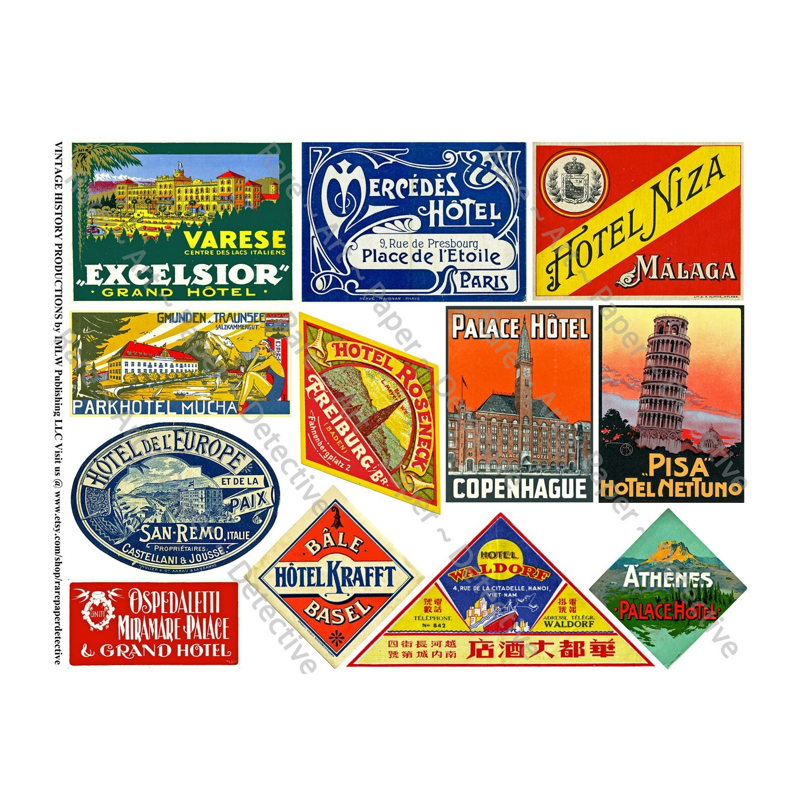 Steamer Trunk Stickers, 1 Sheet, Luggage Label REPRODUCTIONS, Travel Journals