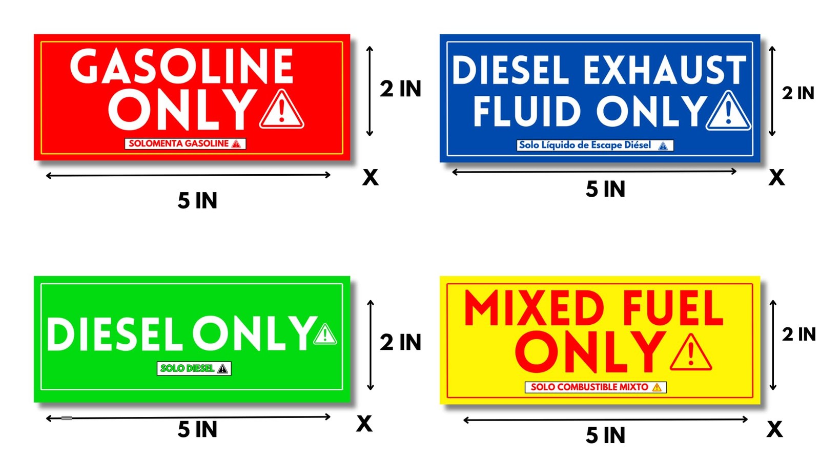 Vinyl Fuel Tank Labels, 20 Pack, 5"x2", Weatherproof, UV Resistant Stickers