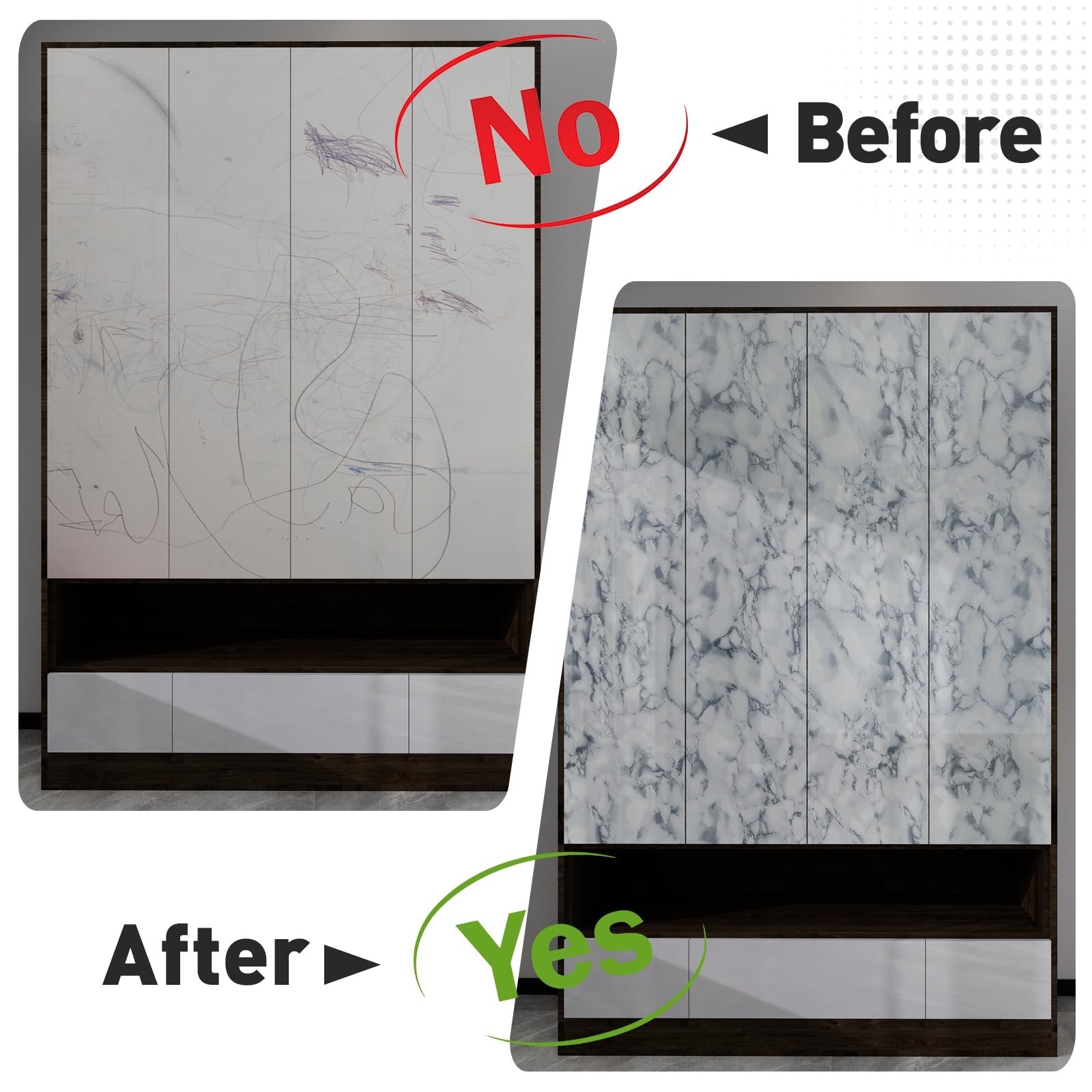 White and Gray Marble Contact Paper Glossy Peel and Stick Wallpaper Counterto…
