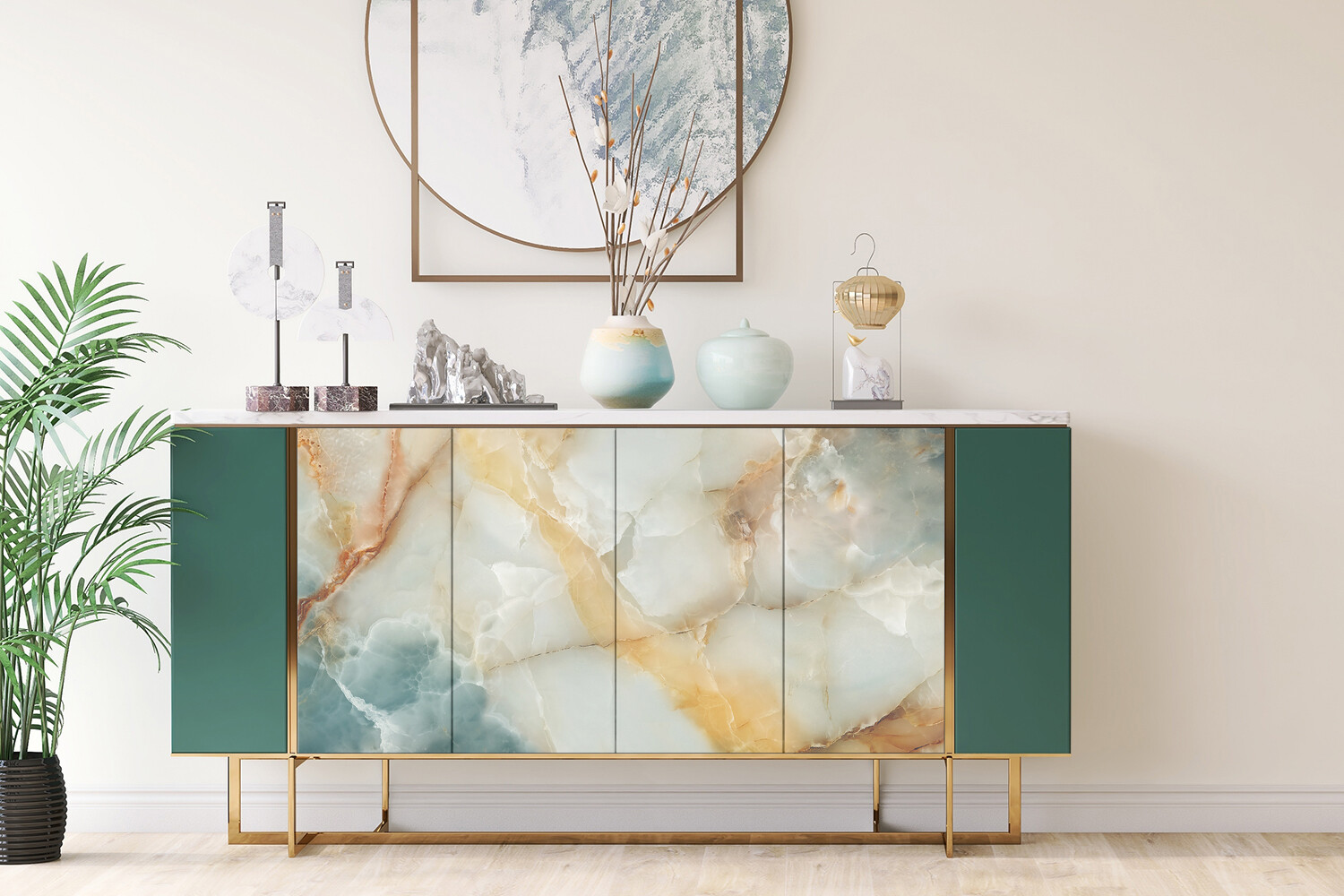 Wall Door Furniture Adhesive Decorative Sticker Decal Marble pattern 100×50