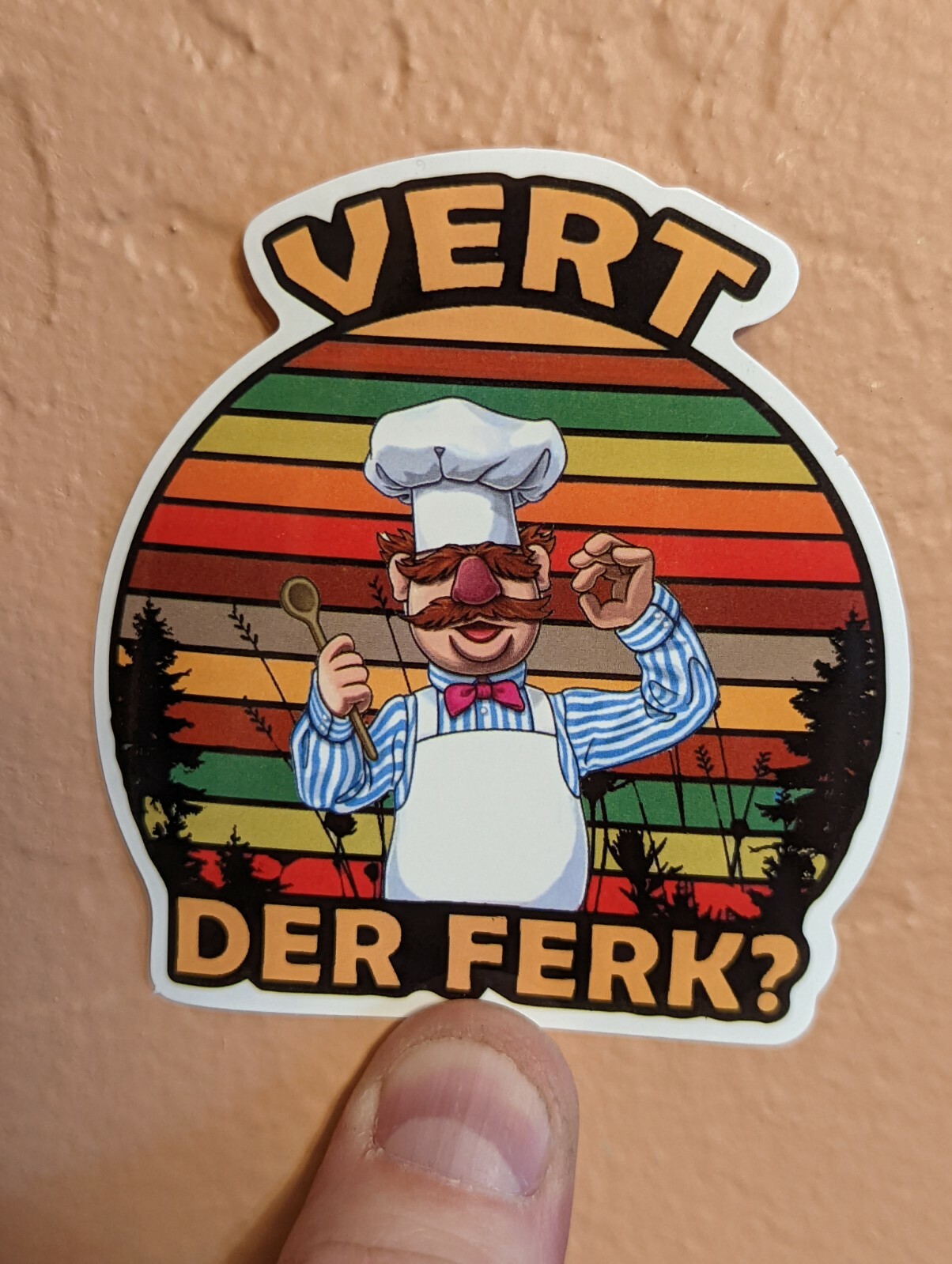 4-Pack Funny Swedish Chef Ver Der Ferk Sticker 3" Waterproof
