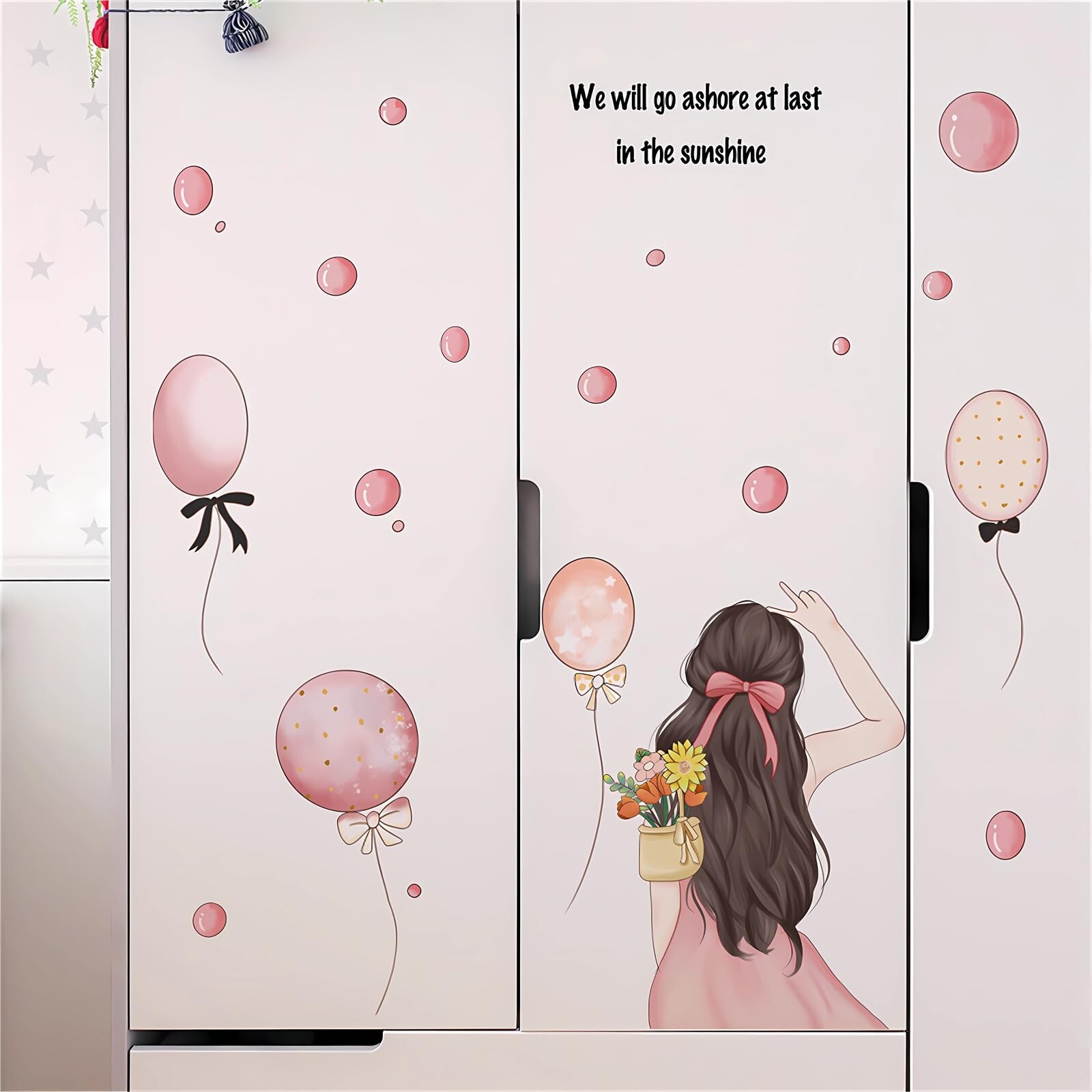 Lovely Pink Girl Balloon Wall Stickers, sacinora Inspirational Quotes Wall De…
