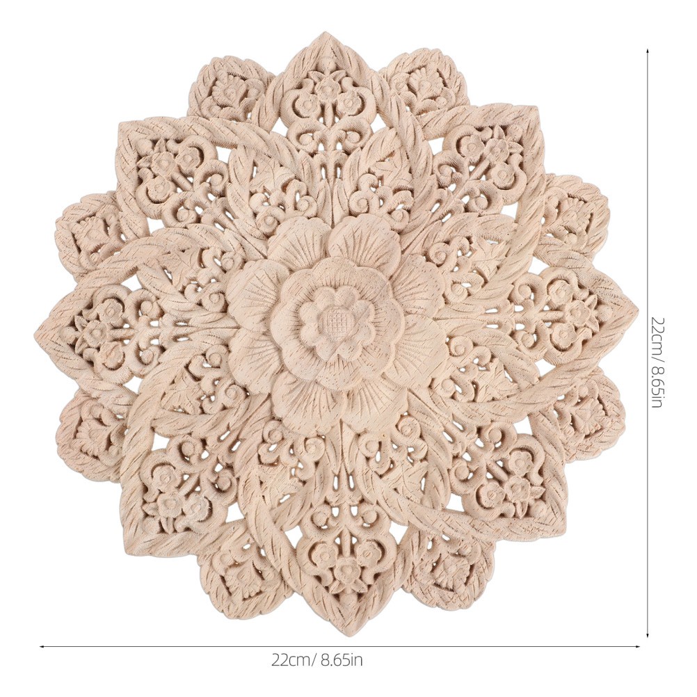 French Round Flower Wall Sticker Wood Carved Appliques Onlays Cabinet Door