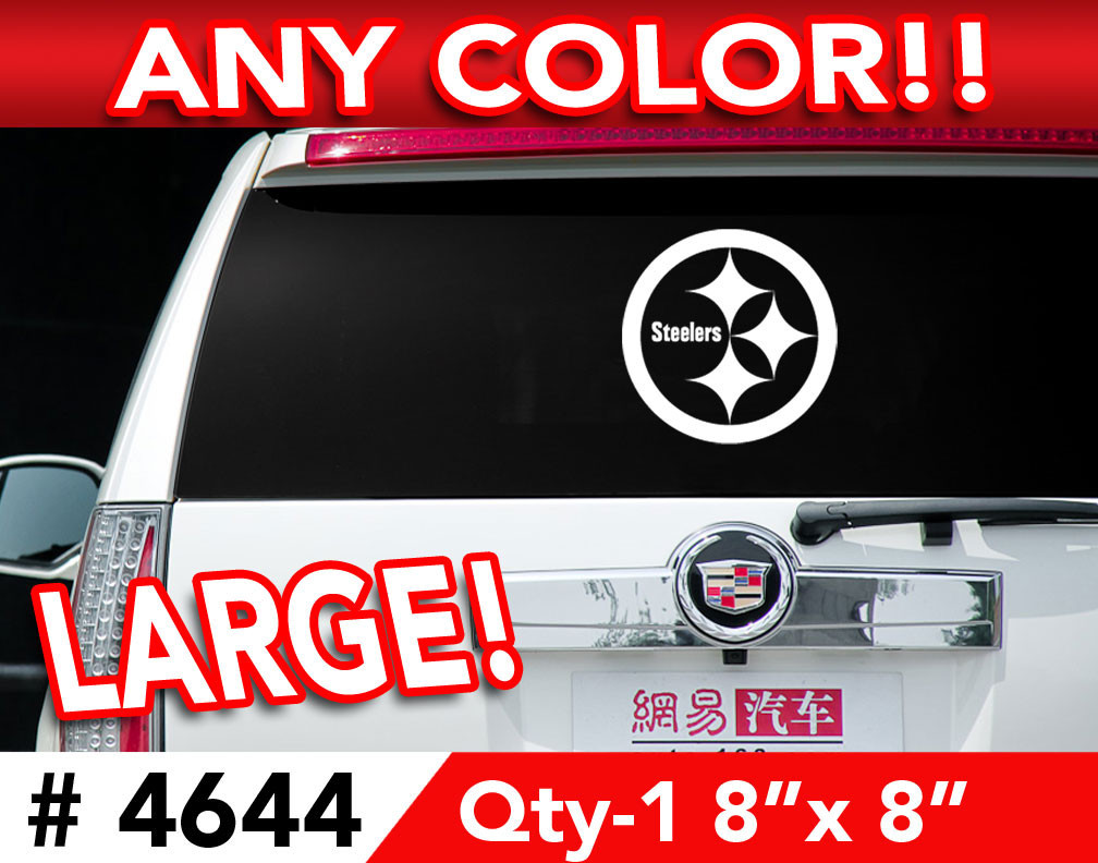 PITTSBURGH STEELERS ROUND LARGE DECAL STICKER 8"x 8" ANY 1 COLOR