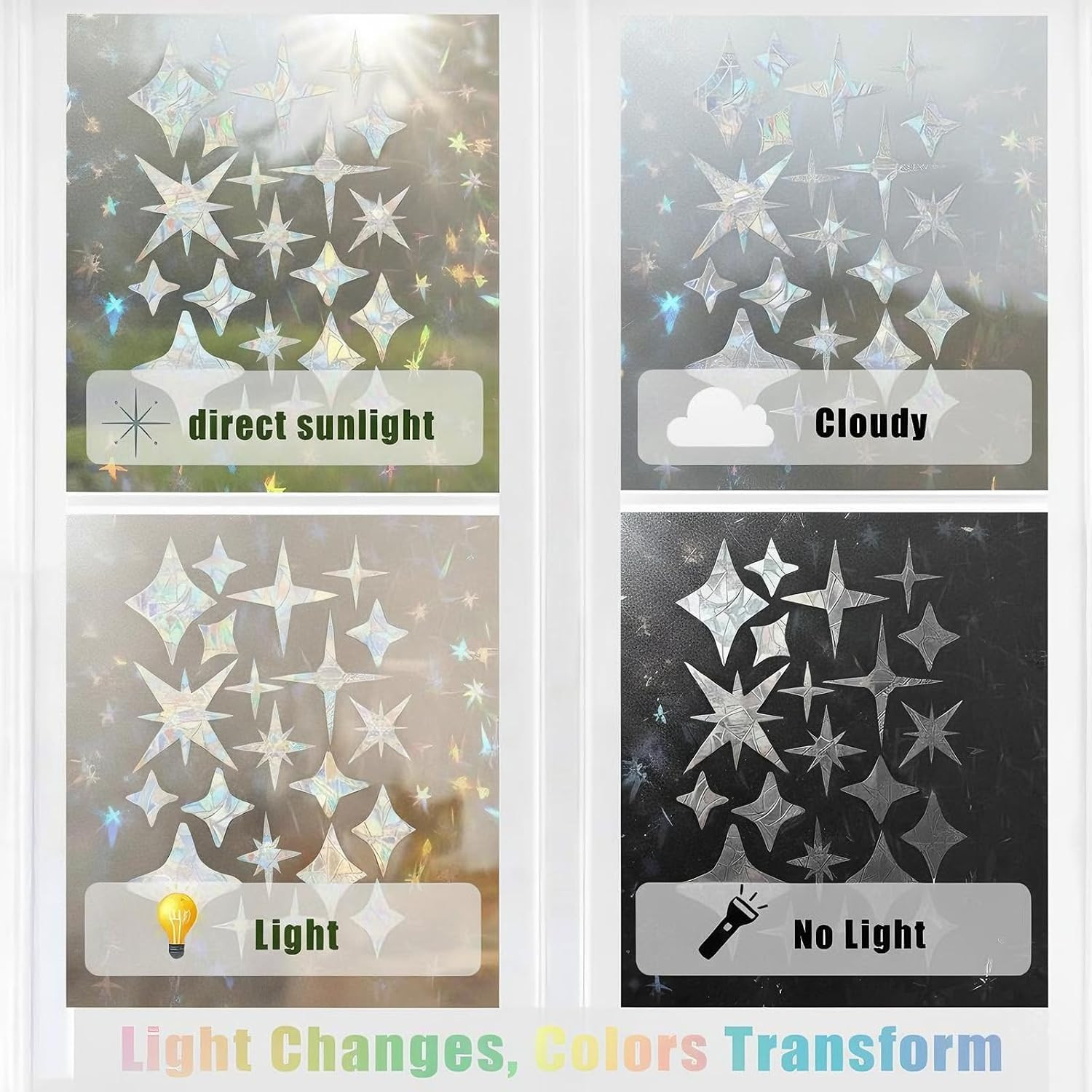 42 PCS Star-Shaped Window Stickers Anti-Collision Bird Protection Decals Non-Adh