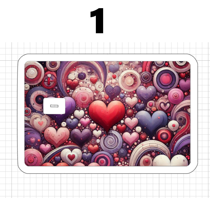 Hearts and Love Credit Debit ATM Card Skin Stickers Valentine's Day Flowers Pink
