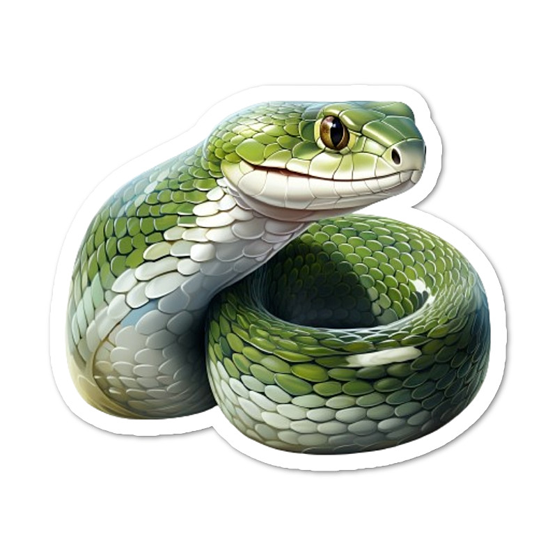 Green Snake Vinyl Sticker, Laptop, Water Resistant, Water Bottle, 2 sizes