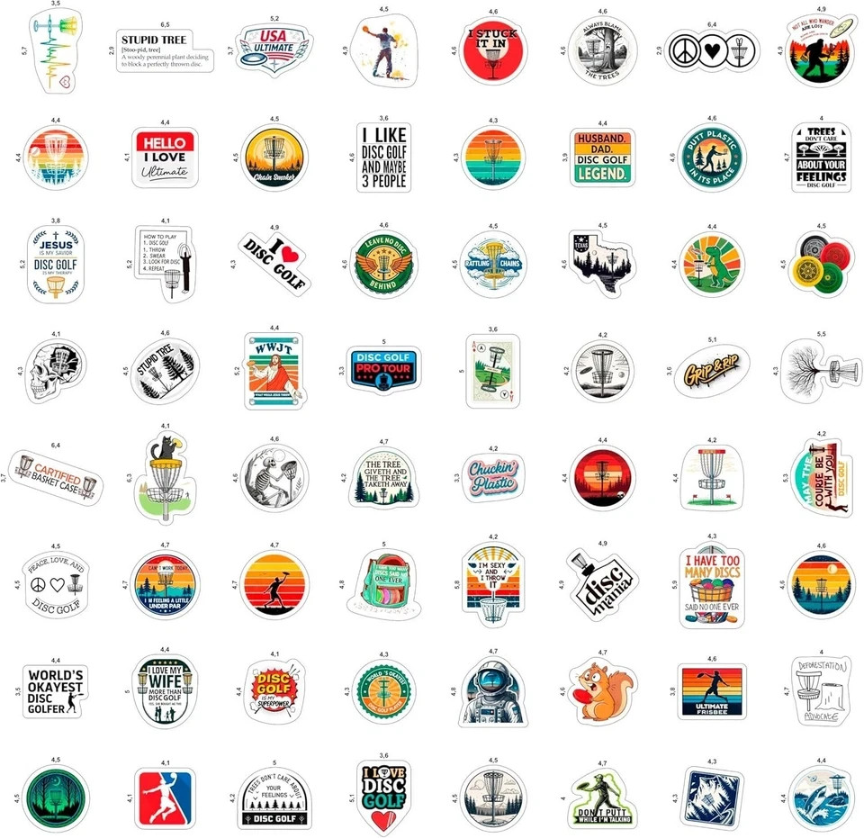 100Pcs Disc Golf Stickers Decals for Water Bottles – Disc Golf Gifts, Party Supp