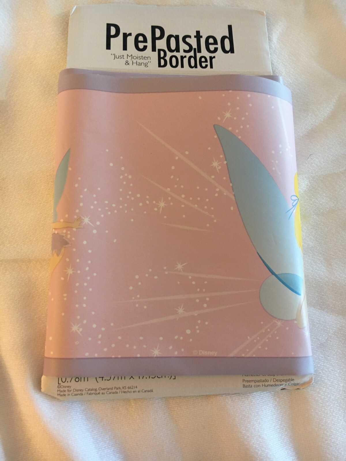 DISNEYS TINKERBELL PINK PURPLE BLUE WALLPAPER BORDER. NEW!