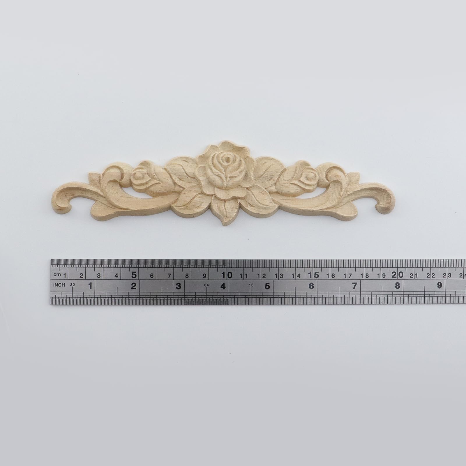 Wood Carving Decal Rose Wood Appliques Furniture Cabinet Decoration Onlay App…